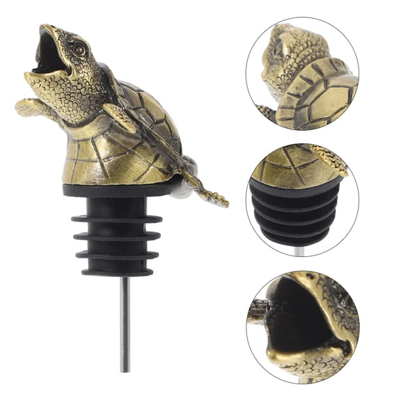TEHAUX Olive Turtle Wine Pourer Zinc Alloy Bottle Spout for Wine Bottles and Entertaining Accessories