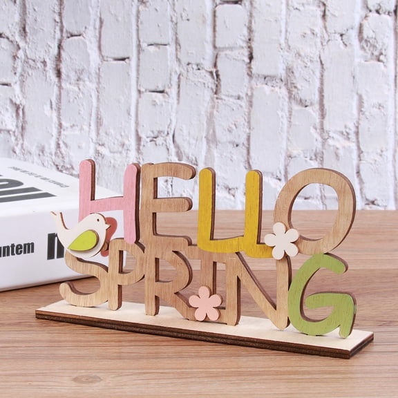 TEHAUX 1PC Easter Wooden English Letters Mantel Decor, Multi-Colored Craft Decoration for Home, Spring Holiday