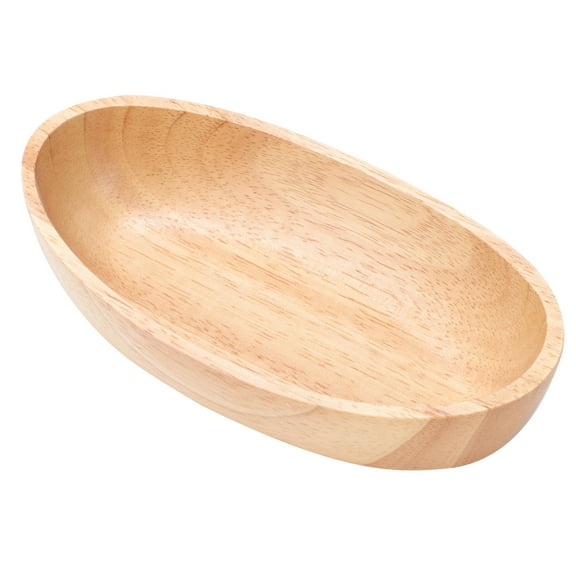 unbranded 1Pc Wooden Tableware Oval Wood Tray Salad Cold Dish Fruit Bowl (Orange)