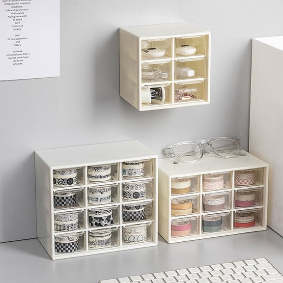 TEHAUX White Plastic Desk Organizer with Multiple Drawers for Makeup, Office Supplies, and Home Storage Solution
