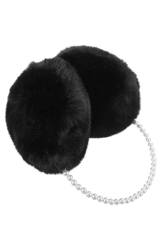 Fuzzy Ear Muffs for Women Ear Warmer Black 1Pack Cold Weather Use