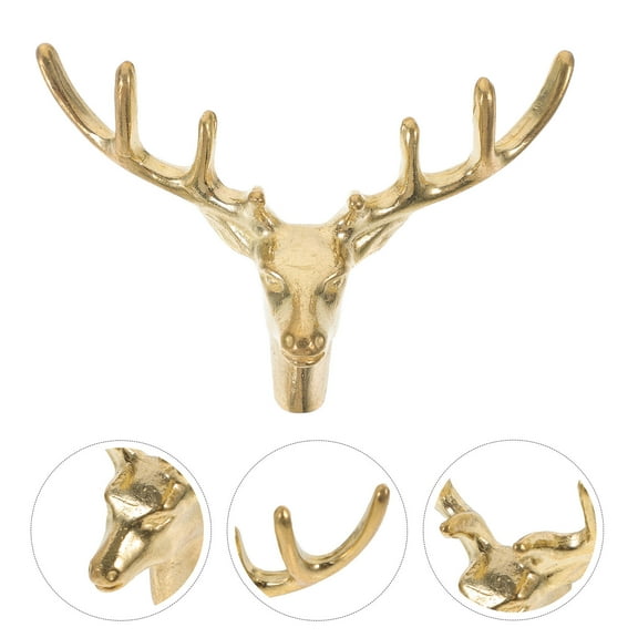 TEHAUX Vintage Brass Deer Door Knob Handle, Golden Finish, Decorative Pull for Cabinets and Doors, 1 Piece