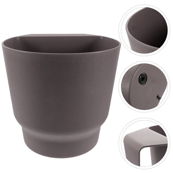 HOOWIFFY Durable Grey Hanging Planter for Balcony Railing with Plastic Material for Garden Use