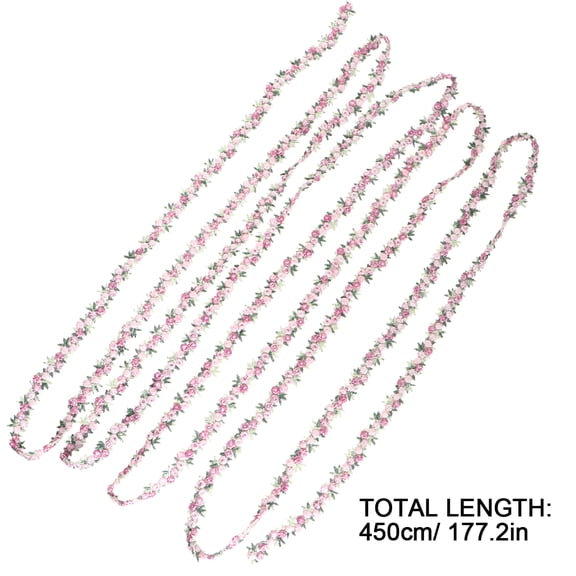 TEHAUX 1Set Floral Embroidered Trim Ribbon Pink Polyester Sewing Accessory for Craft Projects 1.2x450cm