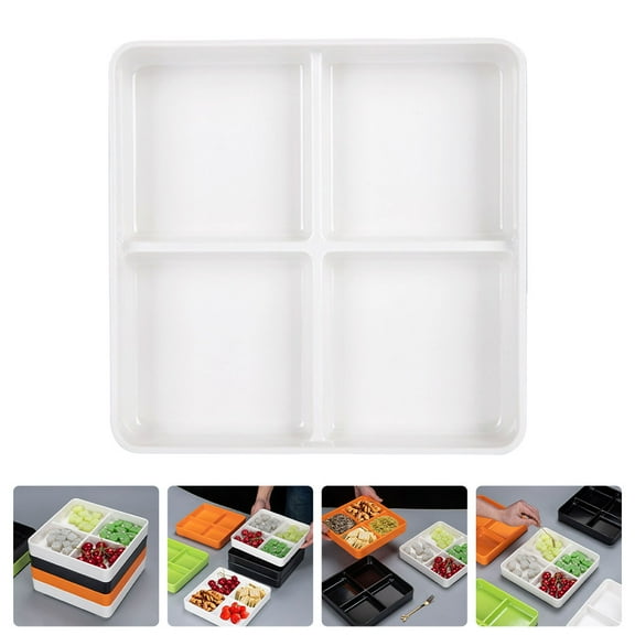 Milisten White Multipurpose Food Storage Plate with Divided Compartments for Kitchen, Meal Prep, and Portion Control