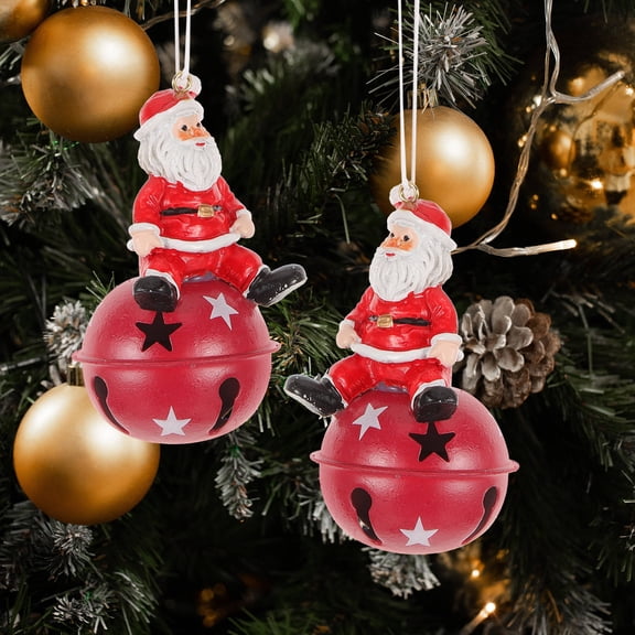 TEHAUX Red Metal Bell Xmas Pendants for and Festive Tree Decor