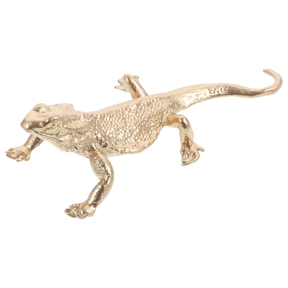 TABLZONE Golden Metal Lizard Figurine Reptile Sculpture Decorative Art Piece for Home and Office Display