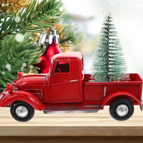 unbranded 1Set Vintage Red Truck Model Lovely Truck Sculpture for Office Ornaments and 21.8x10x9cm