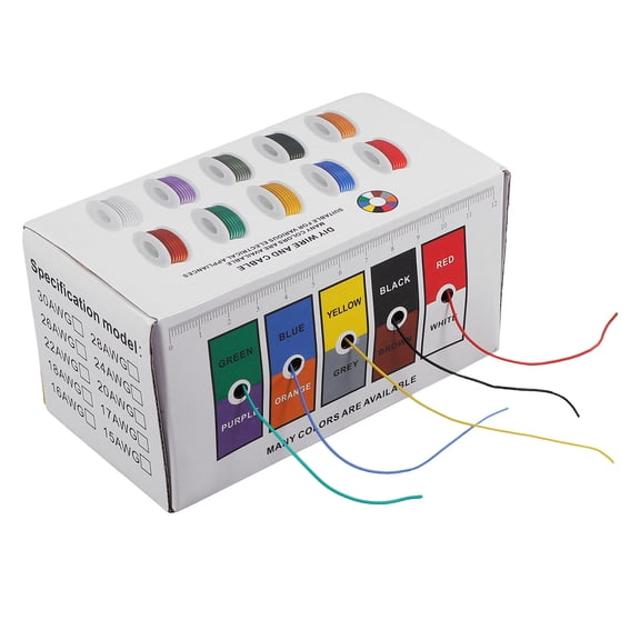 OUNONA Assorted Color Silicone Insulated Copper Wire Cable, , 5 Rolls for Electronics and Projects