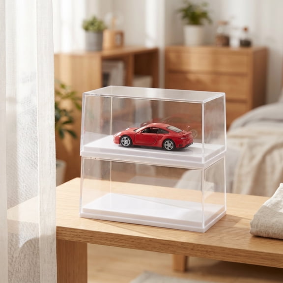 YSNOOWE Acrylic Model Car Display Box Clear for Secure Storage Multi 2Pcs