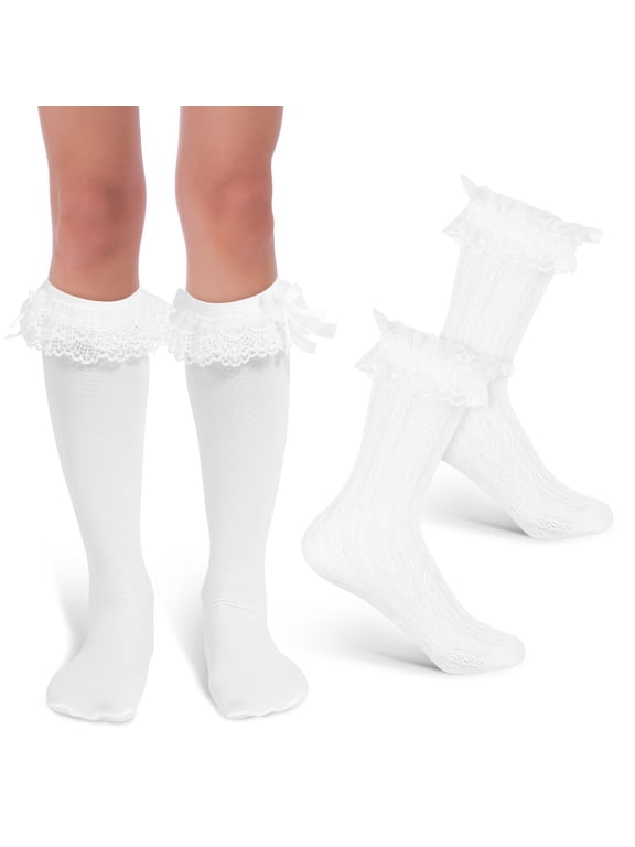unbranded 2 Pairs Cute White Socks Drindl Women Bow Stockings for with Bows Women's
