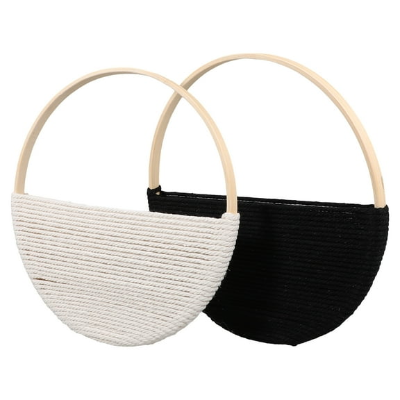 unbranded 2 Pcs Bamboo Home Decor Artificial Macrame Cord Tassel Garland Wall Panel of The Lid Office