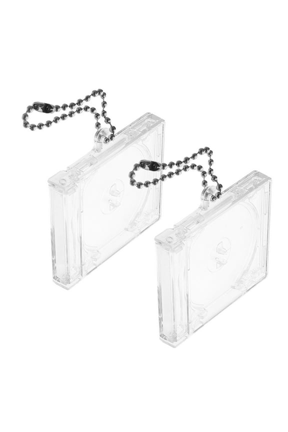 2 Pcs CD Case Keychain Homemade Mini DIY Making Supplies Keychains Man Transparent