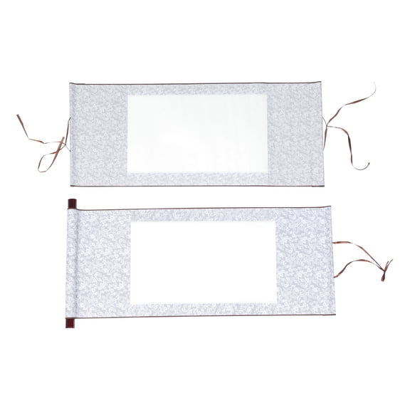 unbranded 2 Pcs Calligraphy and Painting Framed Scroll Paper Hanging Rice Banner Mini Grey