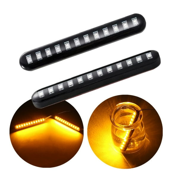 Masteelf LED Motorcycle Light Bar for Side Marker Turn Signal Back Up Lighting with ABS+LED Black 12 LED