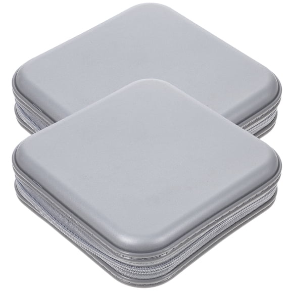 unbranded 2 Pcs Cassette CD Clutch Bag Car CD Organizer CD Wallet Travel 15X15X5CM Silver