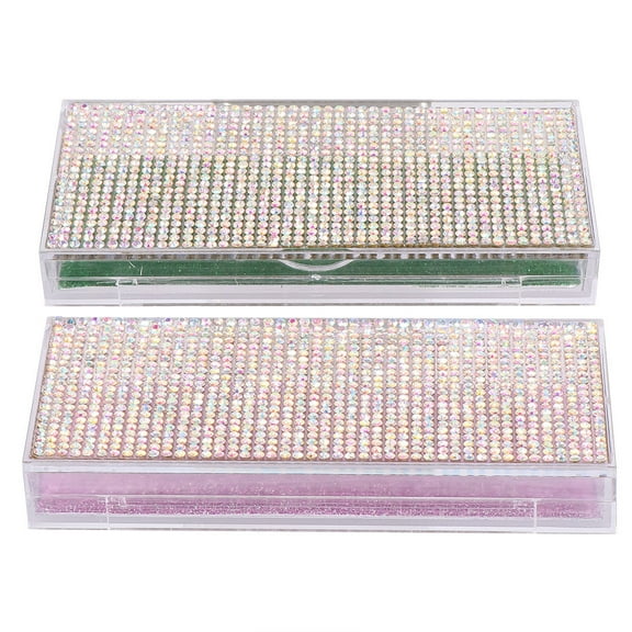 LITINKIMI Eyelash Organizer Box Shiny Rhinestone Design 2Pcs 4.3x1.9in