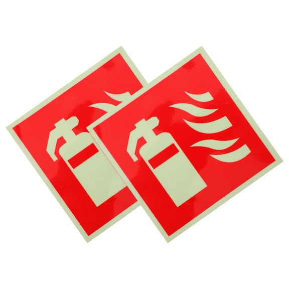 COSMOBETTY 2Pcs Fire Extinguisher Sticker Safety Labels for Emergency Exit Marking Red Square 5.89X5.89In