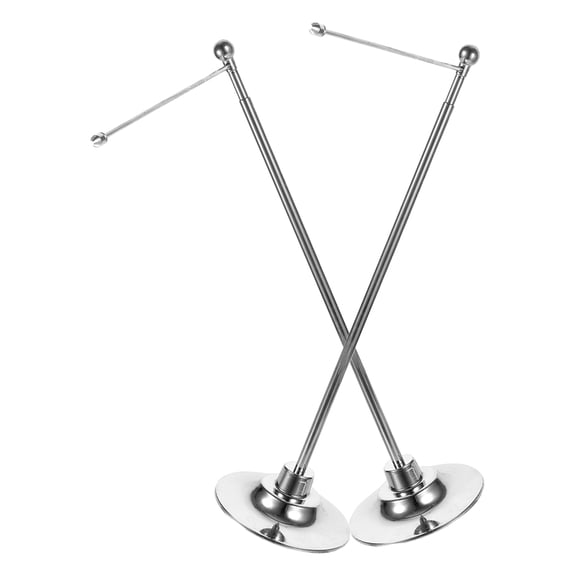LITINKIMI Professionals Flagpole Stand Silver Stainless Steel 2Pcs For Office Decor