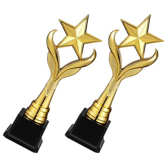 KHBUAB 2Pcs Plastic Trophy with Special Shaped Statue for Party Competition Awards