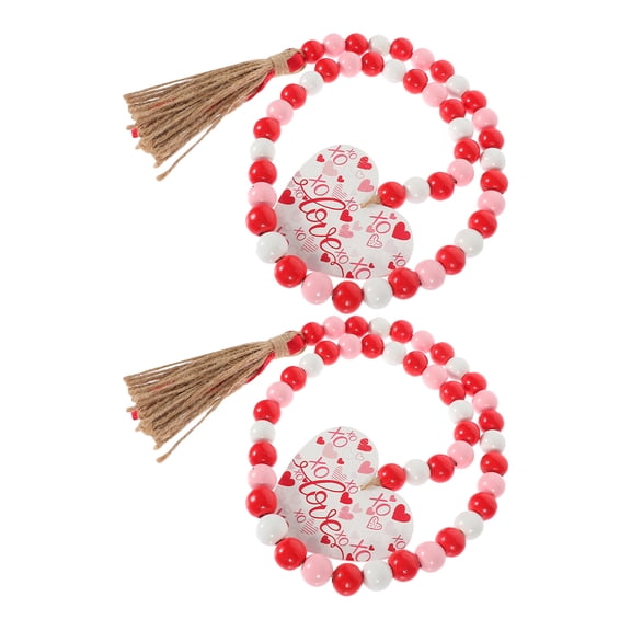 Wood Bead Garland with Tassel for Decor Multi Color 2 Pieces 7.87 Inches