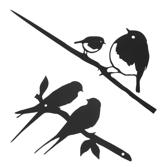 unbranded  2 Pcs Iron Tree Plugin Blue Figurine Window Bird Feeder Black