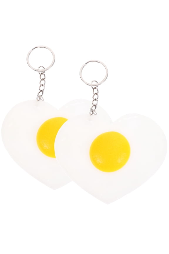 2 Pcs Key Chain Simulation Love Poached Egg Pendant Fried Keychain Bag Adorable