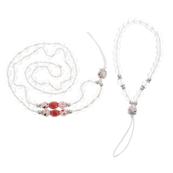 2Pcs Crystal Phone Lanyard for Mobile Phones and Keys Assorted Color Synthetic Material