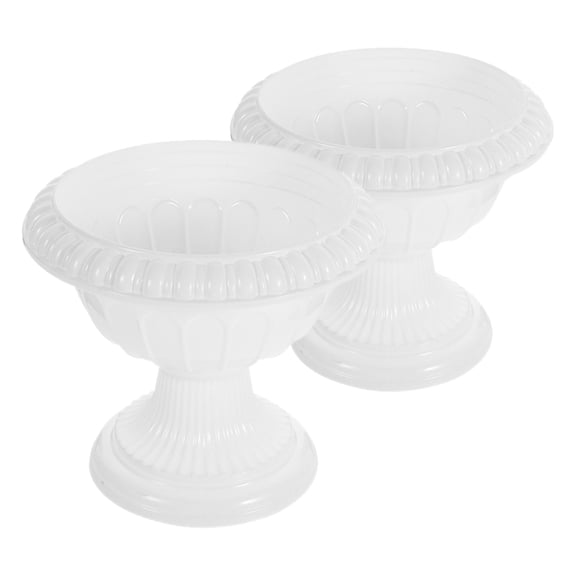 ROMANSENTIAL 2Pcs White ABS Flower Planter Decorative Roman Column for Porch and Garden