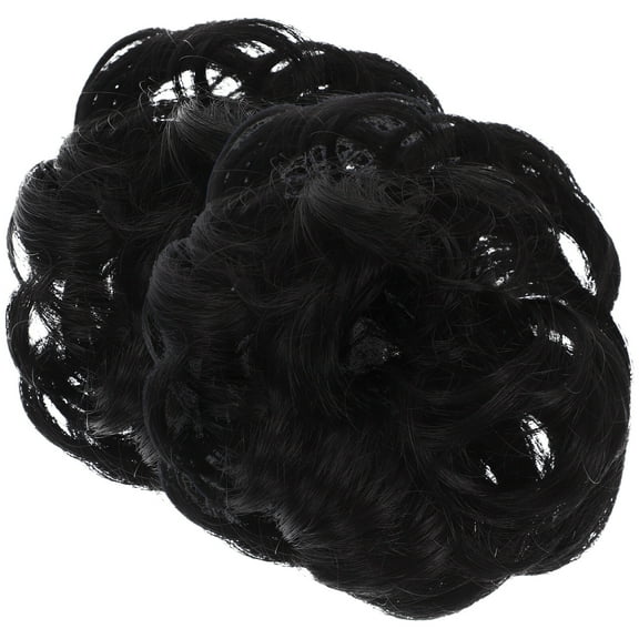 unbranded 2 Pcs Messy Bun Extensions Bread Baby Girl Clothing Lace Splicing Miss Woman Black