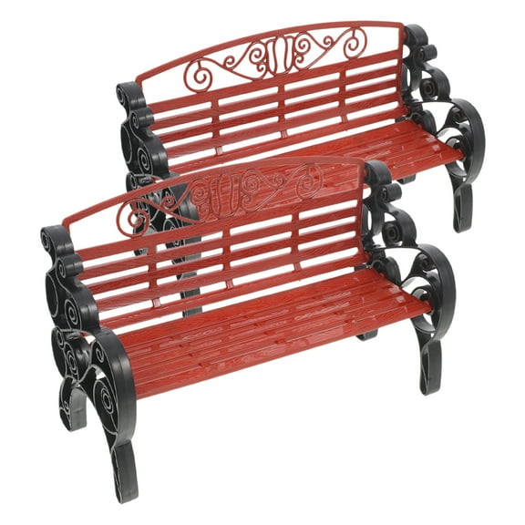 unbranded 2 Pcs Outdoor Bench Park Chair Model 22.00X14.00X8.80CM Brown