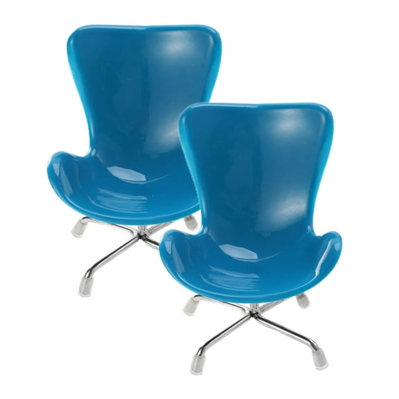 unbranded 2 Pcs Pet Computer Chair Model Stands Doll Mini Furniture Highchair Blue