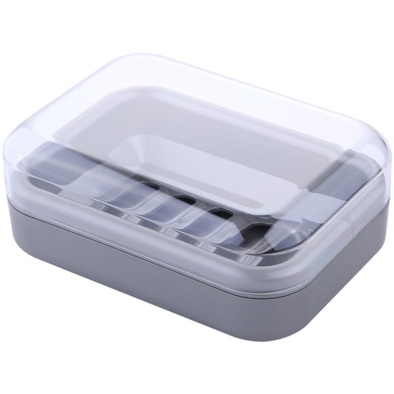 unbranded 2 Pcs Portable Bar Soap Holder Grey Box Container with Lid