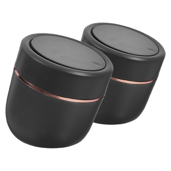FONDOTIN Black Trash Can with Push Lid, 2-Pack Waste Bins for Home and Office, Kitchen Garbage Cans