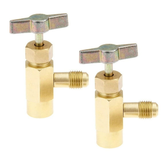 2pcs Self Sealing Can Tap Valve Refrigerant Dispenser Tool Bottle Opener with 1 Set 1/2 Threaded Valve for AC Charging Tool