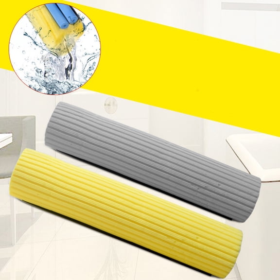 PAMINGONO 2-Pack Yellow PVA Sponge Mop Refills, Easy Wring Roller Replacement for Efficient Floor Cleaning
