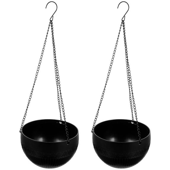 2 Pcs Hanging Planters Outdoor with Drainage Hangers Globes Black