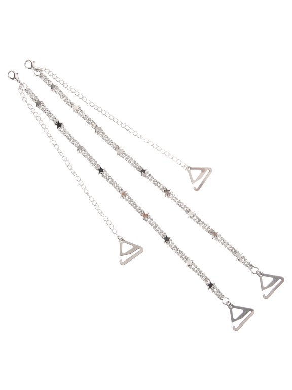 Metal Bra Chain Straps Rhinestone Decorative for Dresses 2Pcs
