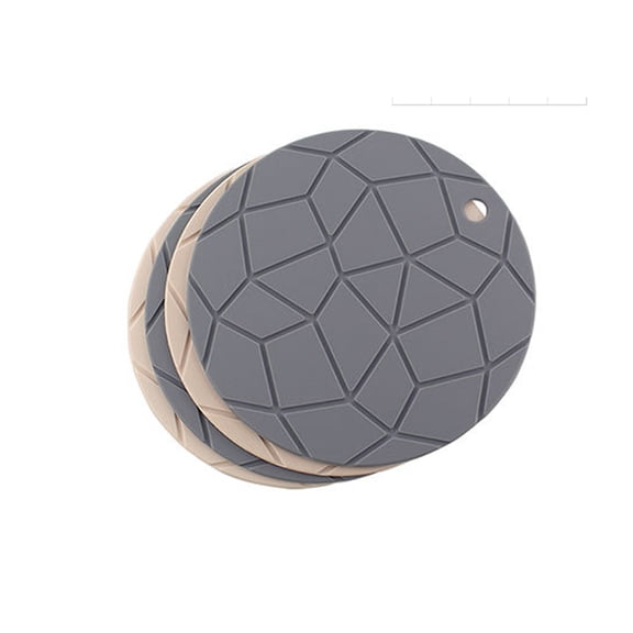 WHAMVOX 2 Pcs Silicone Placemat Thickened Heat Insulation Mat Anti Skid Pot Mat Round Bowl Mat Plate Pad Grey