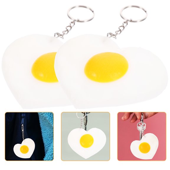unbranded  2 Pcs Simulation Love Poached Egg Pendant Fried Keychain Luggage Food of The Lid