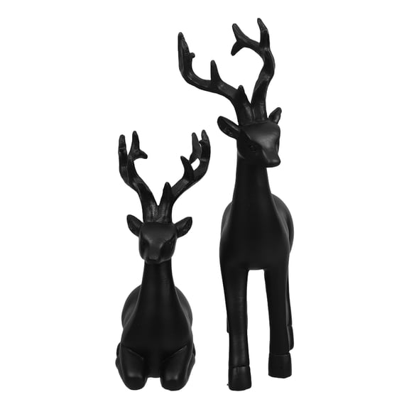 COSMOBETTY Reindeer Statue Resin Sitting Deer Decor Enthusiasts 2Pcs 6.5X3.3X1.6In