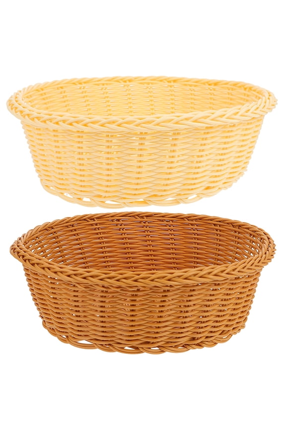 2 Pcs Storage Basket Bread Baskets for Serving Stand Fruit Bowls Round Containers Food