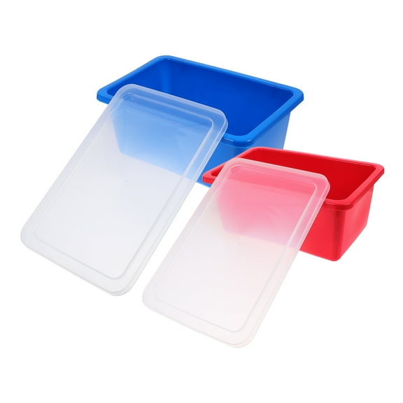 unbranded 2 Pcs Storage Box Bin with Lid Toy Bins Crate Child Toddler