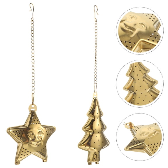 YOSADIER 2-Pack Creative Golden Stainless Steel Tea Infuser Easy to Clean for Home and Office Use