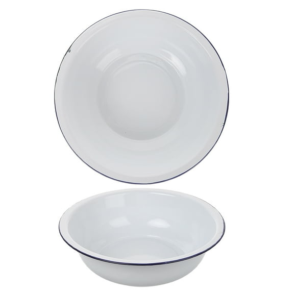 FONDOTIN 2Pcs Vintage White Enamel Bowl Multipurpose Dough Making Basin for Kitchen