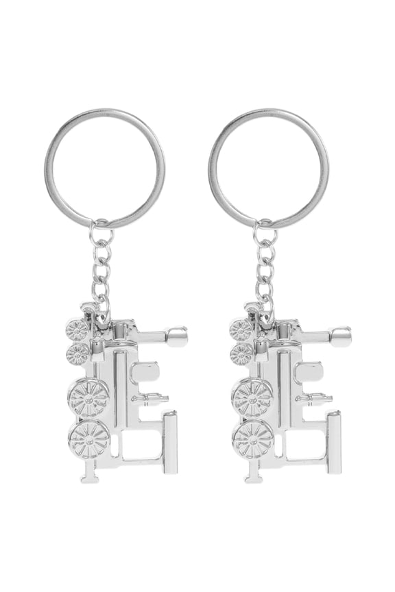 Zinc Alloy Keychain Silver Professionals Exhibitions 2Pcs 1.97X1.97X0.12In