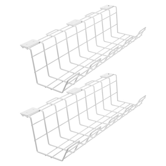 unbranded 2 Pcs Wire Storage Rack Desk Cable Storage Office 43.30X17.30X11.00CM White