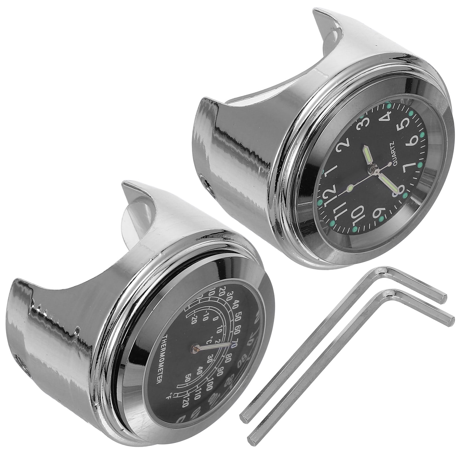 unbranded 2 Pcs/set Motorcycle Clock Thermometer F159 Circuit Breaker Handlebar Black
