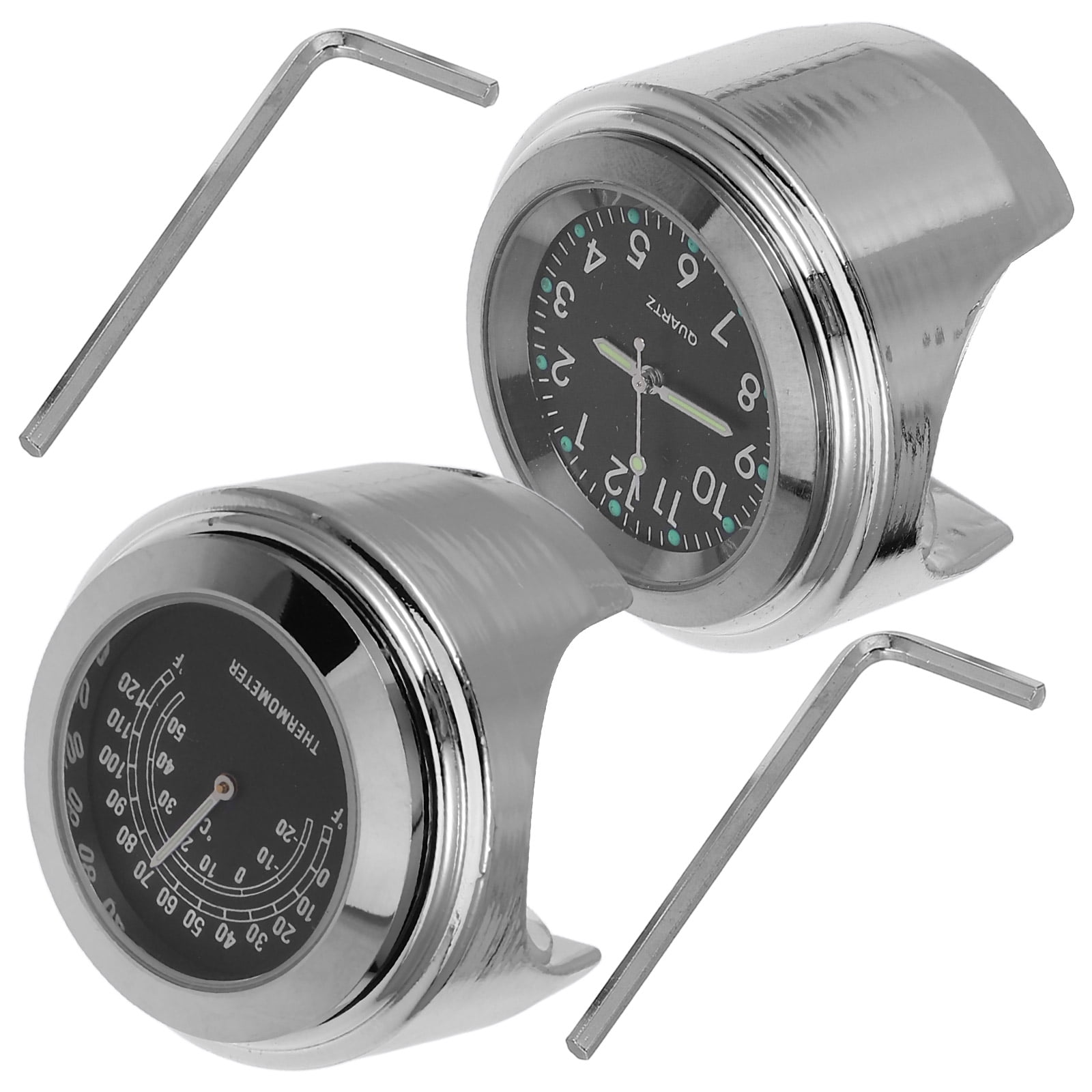 unbranded 2 Pcs/set Motorcycle Clock and Thermometer Handlebar Dial