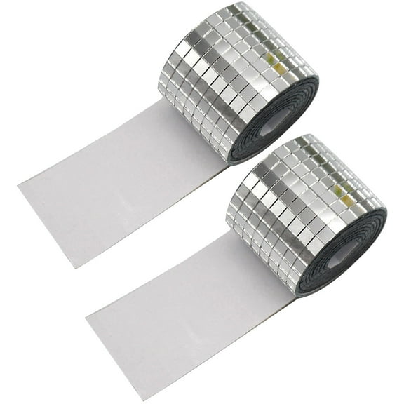 Self-Adhesive Reflective Tile Stickers for Door Use Silver Classic Mosaic Decal 2 Rolls